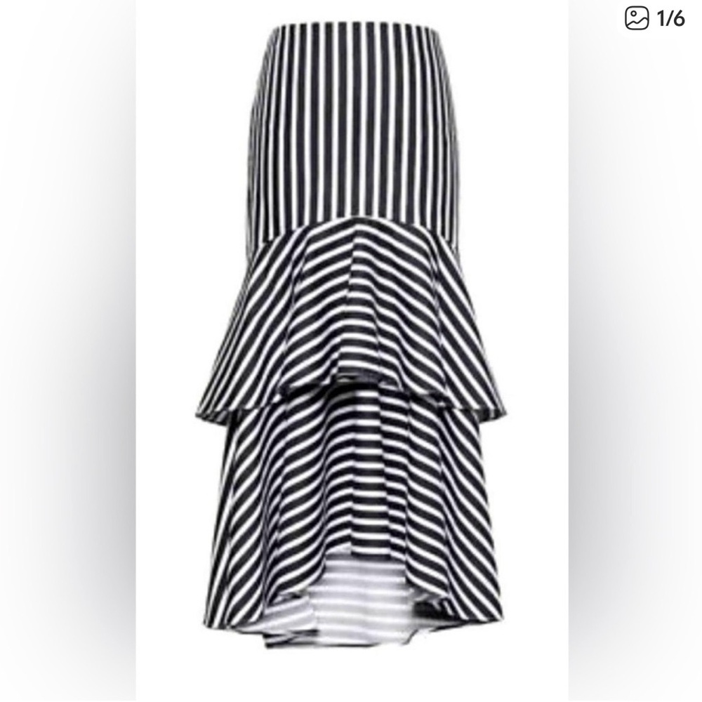 Banana Republic Black and White Striped High-Low Skirt